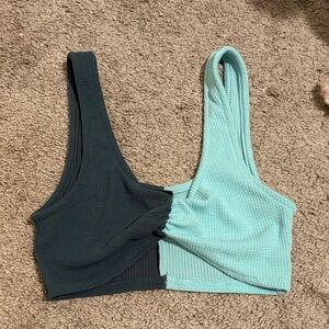 Two-Tone Asymmetrical Crop Top